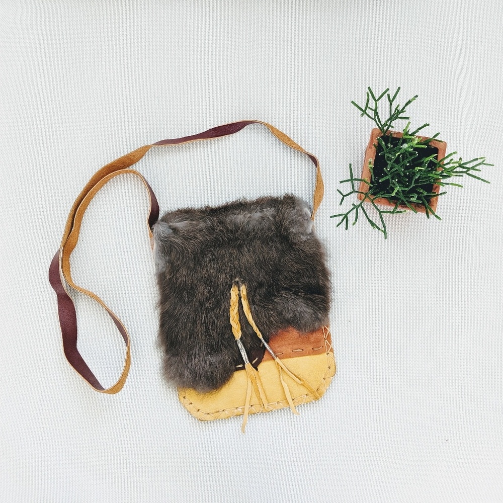 Handmade soft leather boho hippie handbag